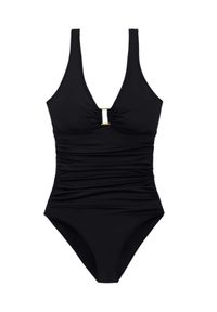 Lauren Ralph Lauren - LAUREN BY RALPH LAUREN - Czarny jednoczęściowy strój kąpielowy. Kolor: czarny. Materiał: materiał