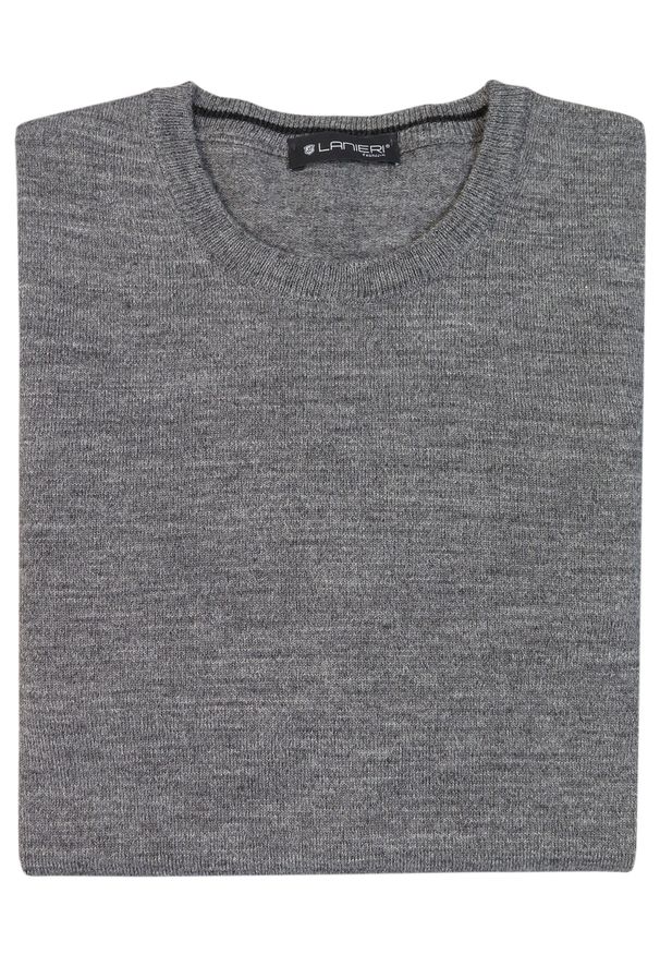 Lanieri Fashion - Szary sweter męski SW31 - niski półgolf. Kolor: szary. Materiał: akryl, wełna, materiał