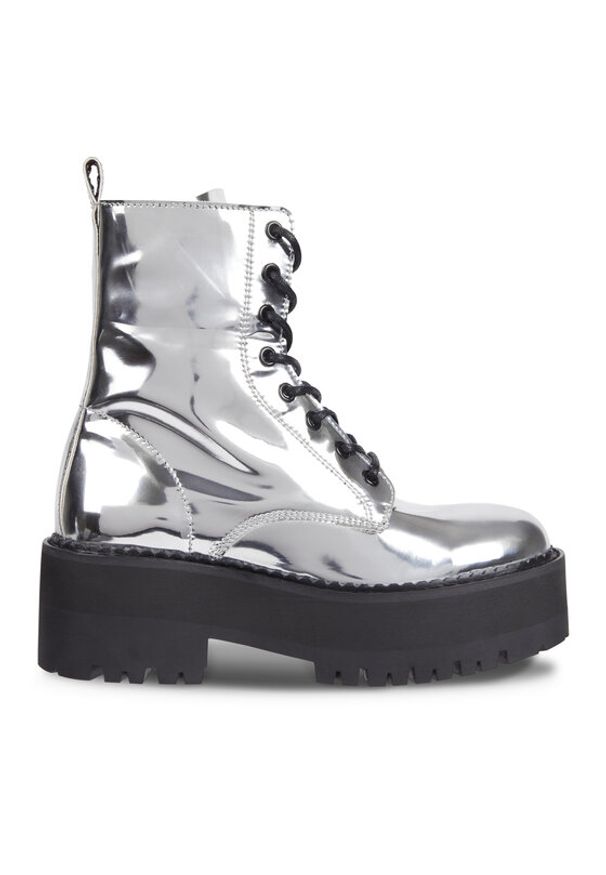 Tommy Jeans Botki Tjw Flatform Zip Up Metallic EN0EN02403 Szary. Kolor: szary. Materiał: skóra