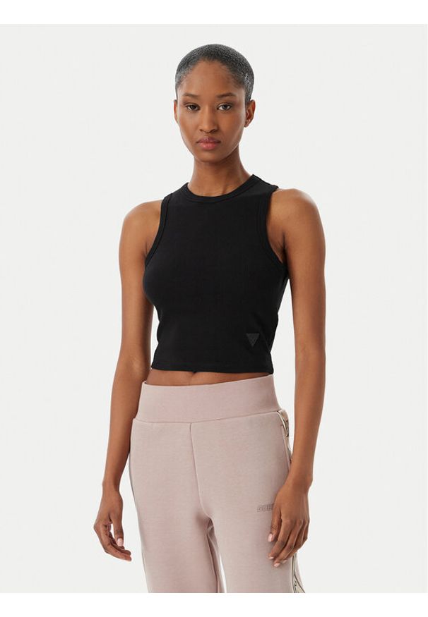 Guess Top Edie V3GP19 K8RT2 Czarny Slim Fit. Kolor: czarny. Materiał: wiskoza