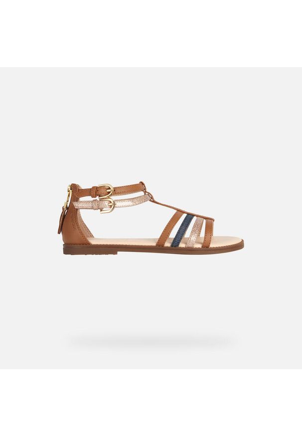 Sandały Geox Model J Sandal Karly Girl Kolor Brązowy. Kolor: niebieski, wielokolorowy, beżowy. Materiał: syntetyk, skóra. Sezon: lato