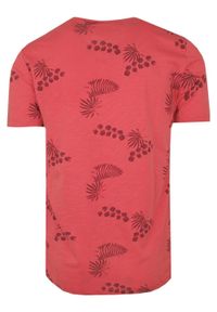 Porthal - T-Shirt Koralowy z Nadrukiem w Listki, Męski, Koszulka, Krótki Rękaw, U-neck. Okazja: na co dzień. Kolor: różowy, wielokolorowy, czerwony. Materiał: bawełna. Długość rękawa: krótki rękaw. Długość: krótkie. Wzór: nadruk. Sezon: wiosna, lato. Styl: casual #2