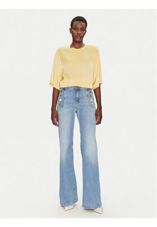 ViCOLO Bluzka TD0013 Żółty Relaxed Fit. Kolor: żółty. Materiał: wiskoza, satyna