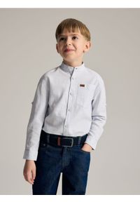 Reserved - Bawełniana koszula ze stójką - jasnoniebieski. Typ kołnierza: kołnierzyk stójkowy. Kolor: niebieski. Materiał: bawełna #1