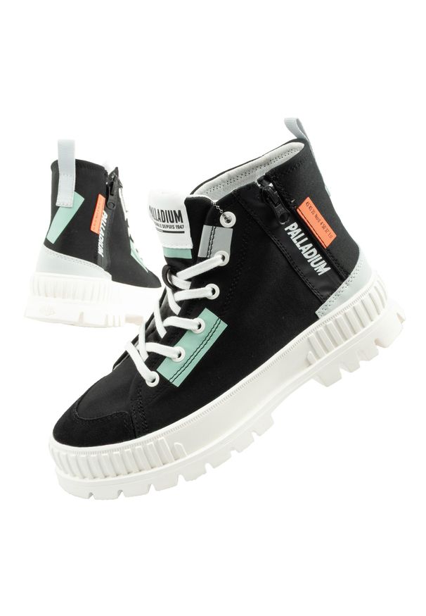 Buty za kostkę sportowe damskie Palladium Pallashock Backzip 2. Wysokość cholewki: za kostkę. Kolor: czarny. Materiał: zamsz, bawełna, materiał, nylon. Szerokość cholewki: normalna. Sport: turystyka piesza