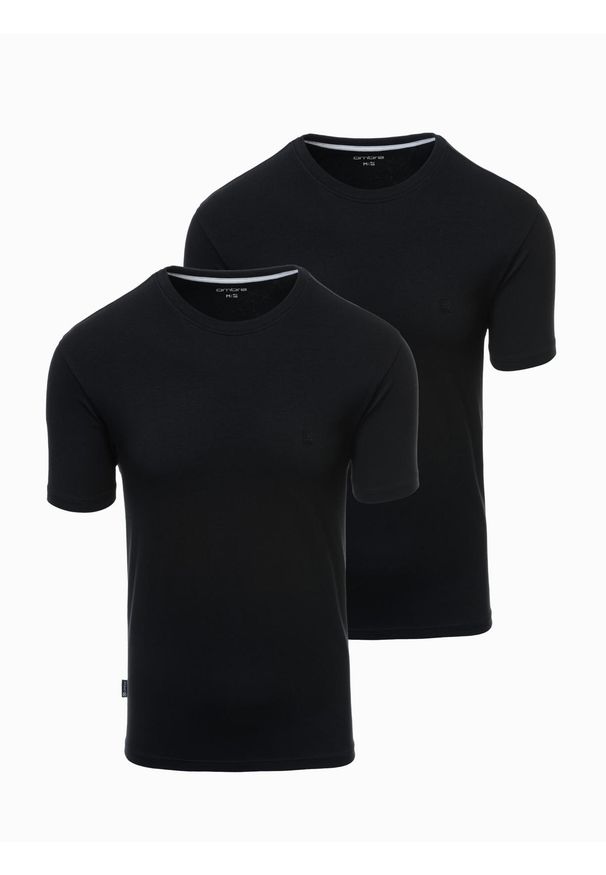 Ombre Clothing - Zestaw męskich t-shirtów z okrągłym dekoltem - czarna V5 Z101 - XXL. Okazja: na co dzień. Kolor: czarny. Materiał: dzianina, bawełna, elastan, jersey. Wzór: nadruk. Styl: casual