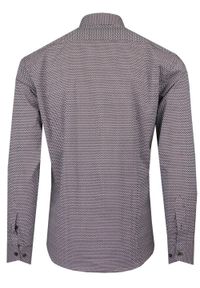 Taliowana Koszula Męska - Victorio - Drobny Wzór, Brązowa. Kolor: brązowy, beżowy, wielokolorowy. Materiał: elastan, bawełna. Styl: elegancki #2