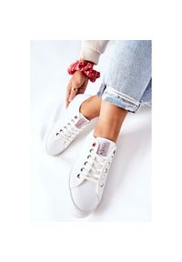 Damskie Trampki Cross Jeans II2R4004C Białe. Kolor: biały. Materiał: materiał, skóra. Styl: klasyczny #3