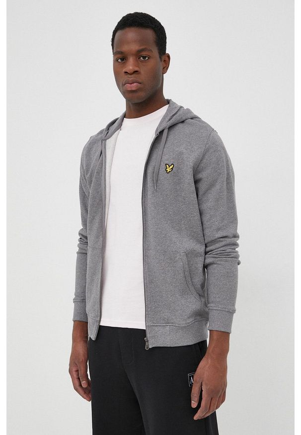 Lyle & Scott bluza bawełniana męska kolor szary z kapturem gładka. Okazja: na co dzień. Typ kołnierza: kaptur. Kolor: szary. Materiał: bawełna. Wzór: gładki. Styl: casual