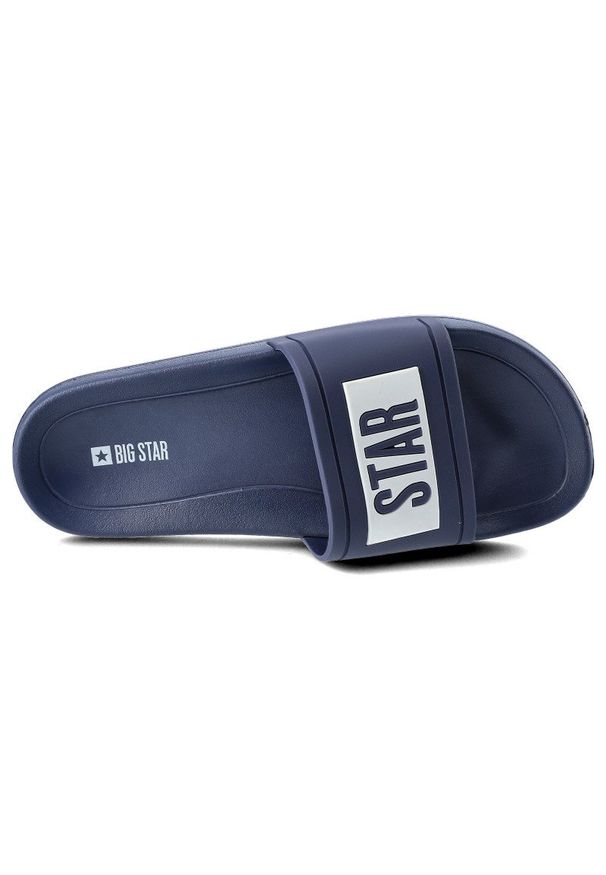 Big-Star - Granatowe Klapki Big Star Męskie Wodoodporne Buty. Kolor: niebieski. Wzór: napisy. Styl: wakacyjny
