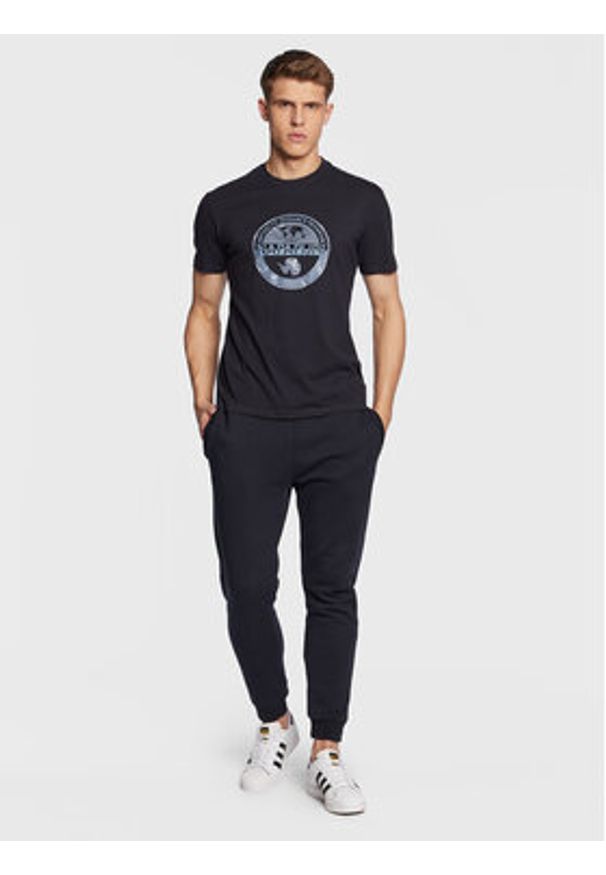 Napapijri T-Shirt S-Bollo NP0A4H9K Granatowy Regular Fit. Kolor: niebieski. Materiał: bawełna
