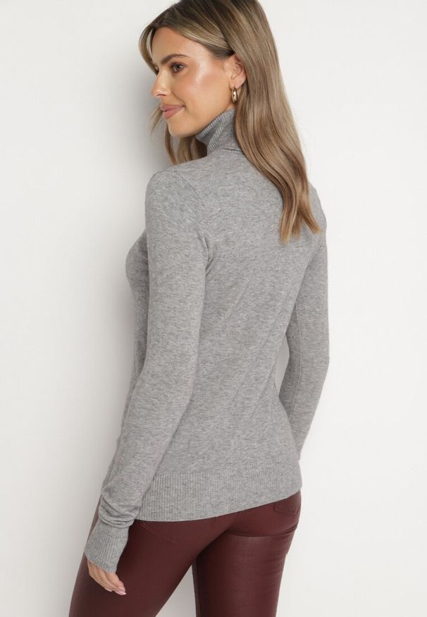 Born2be - Szary Golf Sweter z Wiskozą i Kaszmirem Zailaya. Okazja: na co dzień. Typ kołnierza: golf. Kolor: szary. Materiał: kaszmir, wiskoza. Styl: casual