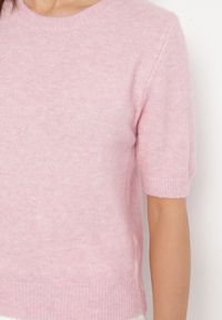 Born2be - Różowy Sweter z Wełną i Krótkim Rękawem Turosa. Okazja: na co dzień. Kolor: różowy. Materiał: wełna. Długość rękawa: krótki rękaw. Długość: krótkie. Styl: klasyczny, casual, elegancki #7