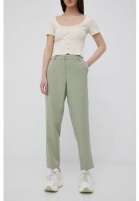 only - Only spodnie damskie kolor zielony proste medium waist. Okazja: na co dzień. Kolor: zielony. Styl: casual
