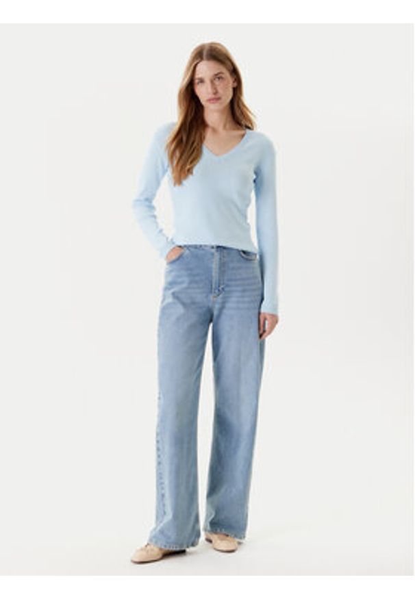 United Colors of Benetton - United Colors Of Benetton Sweter 1091D4625 Błękitny Slim Fit. Kolor: niebieski. Materiał: bawełna