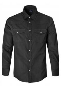Koszula Weekendowa o Prostym Kroju - Pako Jeans - Czarna. Okazja: na co dzień. Kolor: czarny. Materiał: bawełna. Styl: casual #3