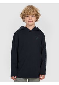 4f - 4F Longsleeve regular z nadrukiem chłopięcy - czarny 152 (11-12 lat). Kolor: czarny. Długość rękawa: długi rękaw. Wzór: nadruk. Sezon: lato