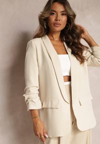 Renee - Beżowa Marynarka Orolea. Kolor: beżowy. Materiał: tkanina. Wzór: jednolity, gładki. Styl: elegancki