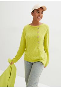 bonprix - Sweter z asymetryczną linią dołu. Kolor: zielony