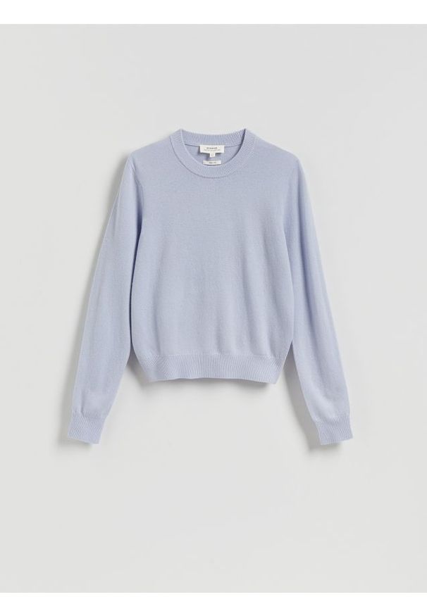 Reserved - Sweter z wełny merino - jasnoniebieski. Kolor: niebieski. Materiał: wełna