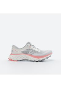 KIPRUN - Buty do biegania w terenie damskie Kiprun MT Cushion 2. Kolor: czerwony, różowy, szary, wielokolorowy, biały. Materiał: kauczuk, materiał. Szerokość cholewki: normalna. Sport: bieganie