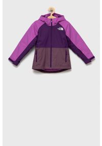 The North Face Kurtka dziecięca kolor fioletowy. Kolor: fioletowy. Materiał: syntetyk, materiał. Sezon: zima