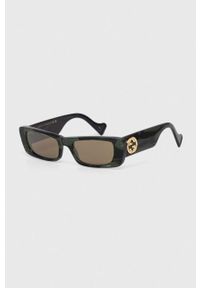Gucci okulary przeciwsłoneczne damskie kolor szary. Kształt: prostokątne. Kolor: zielony #3