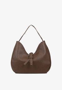 Born2be - Brązowa Torebka Typu Shopperka Hobo z Frędzlem i Plecionką Nalivesa. Kolor: brązowy. Dodatki: z frędzlami. Styl: klasyczny, casual