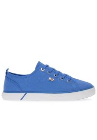 TOMMY HILFIGER - Buty damskie Tommy Hilfiger Vulc Canvas FW0FW08063-C30 - niebieskie. Okazja: na co dzień. Kolor: niebieski. Materiał: tkanina, poliester, bawełna, guma. Szerokość cholewki: normalna #1