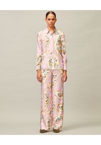 Tory Burch - TORY BURCH - Wzorzysta koszula z jedwabiu. Kolor: różowy, wielokolorowy, fioletowy. Materiał: jedwab. Długość rękawa: długi rękaw. Długość: długie. Wzór: aplikacja, kolorowy, nadruk. Styl: klasyczny, elegancki #5