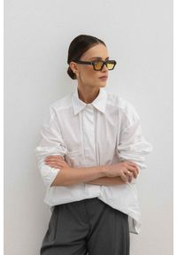 Marsala - Klasyczna koszula BAWEŁNIANA w kolorze BIAŁYM - SANTA FE-M/L. Okazja: na randkę, na spotkanie biznesowe. Kolor: biały. Materiał: bawełna. Styl: klasyczny #1