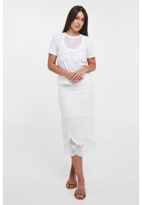 Twinset Milano - T-shirt damski z koronką TWINSET. Materiał: koronka. Wzór: koronka #5