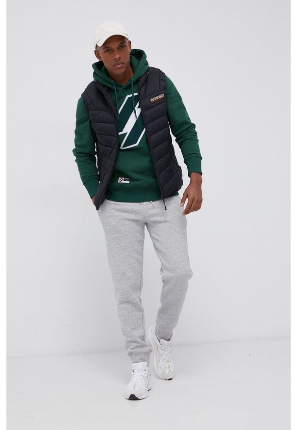 Superdry Spodnie męskie kolor szary gładkie. Kolor: szary. Materiał: bawełna. Wzór: gładki