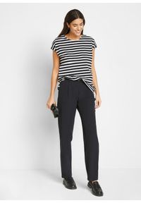bonprix - Shirt w paski, z bawełny organicznej. Kolor: czarny. Materiał: bawełna, materiał. Wzór: paski #3