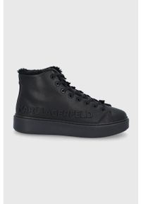 Karl Lagerfeld Buty skórzane kolor czarny. Nosek buta: okrągły. Zapięcie: sznurówki. Kolor: czarny. Materiał: skóra. Szerokość cholewki: normalna #1