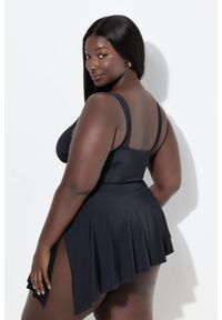ULLA POPKEN - Damska Sukienka Kąpielowa drapowanie miękkie miseczki. Kolekcja: plus size. Kolor: czarny. Materiał: elastan, poliamid, materiał