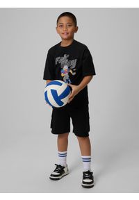 4f - 4F T-shirt loose z nadrukiem chłopięcy - czarny 146 (10-11 lat). Okazja: na co dzień, na uczelnię. Kolor: czarny. Materiał: dzianina, materiał, dresówka, bawełna, skóra. Wzór: nadruk. Sezon: lato. Styl: casual, sportowy #2