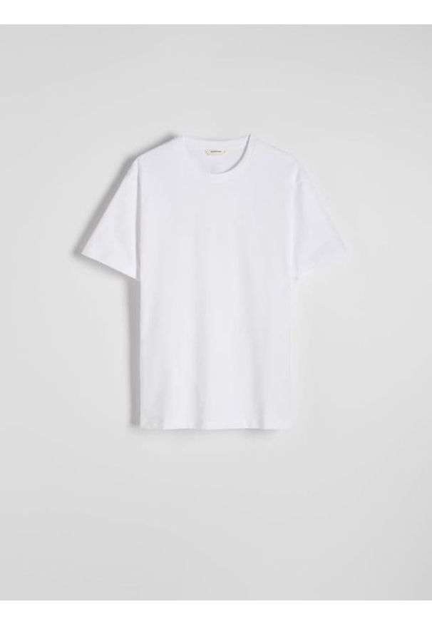 Reserved - Bawełniany t-shirt regular - biały. Kolor: biały. Materiał: bawełna