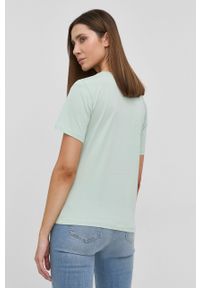 Trussardi Jeans - Trussardi - T-shirt bawełniany. Okazja: na co dzień. Kolor: zielony. Materiał: bawełna. Wzór: nadruk. Styl: casual