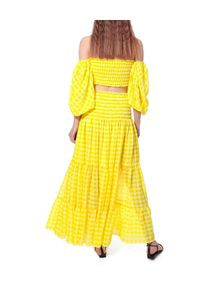 AGGI - Żółta spódnica w kratkę Lola. Kolor: żółty. Materiał: tkanina, jedwab, wiskoza. Wzór: kratka #4