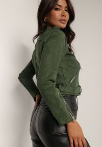 Renee - Zielona Ramoneska Charlee. Kolor: zielony. Materiał: jeans, zamsz. Długość rękawa: długi rękaw. Długość: długie. Wzór: aplikacja. Styl: klasyczny, wizytowy #5