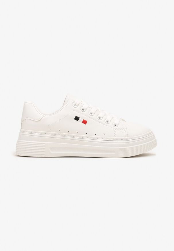 Born2be - Białe Casualowe Sneakersy na Grubej Podeszwie z Metalicznymi Wstawkami Vailia. Okazja: na co dzień. Kolor: biały