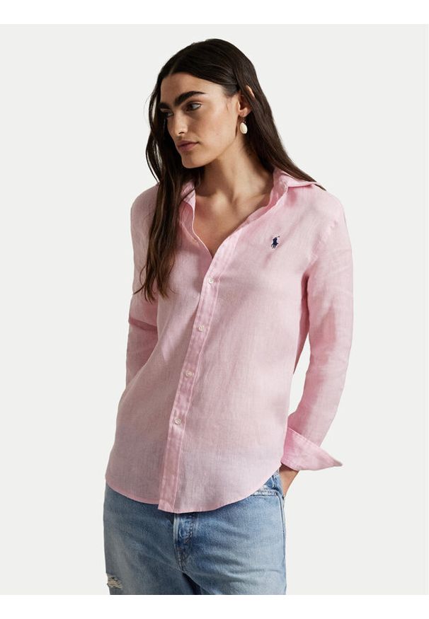 Polo Ralph Lauren Koszula 211970730014 Różowy Classic Fit. Typ kołnierza: polo. Kolor: różowy. Materiał: len