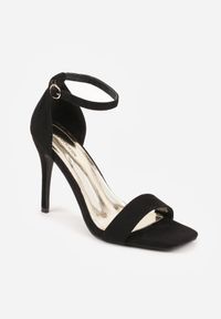 Born2be - Czarno-Złote Sandały na Szpilce z Paskiem Wokół Kostki Trisven. Okazja: na co dzień. Zapięcie: pasek. Kolor: czarny. Obcas: na szpilce. Styl: elegancki, klasyczny, casual #7