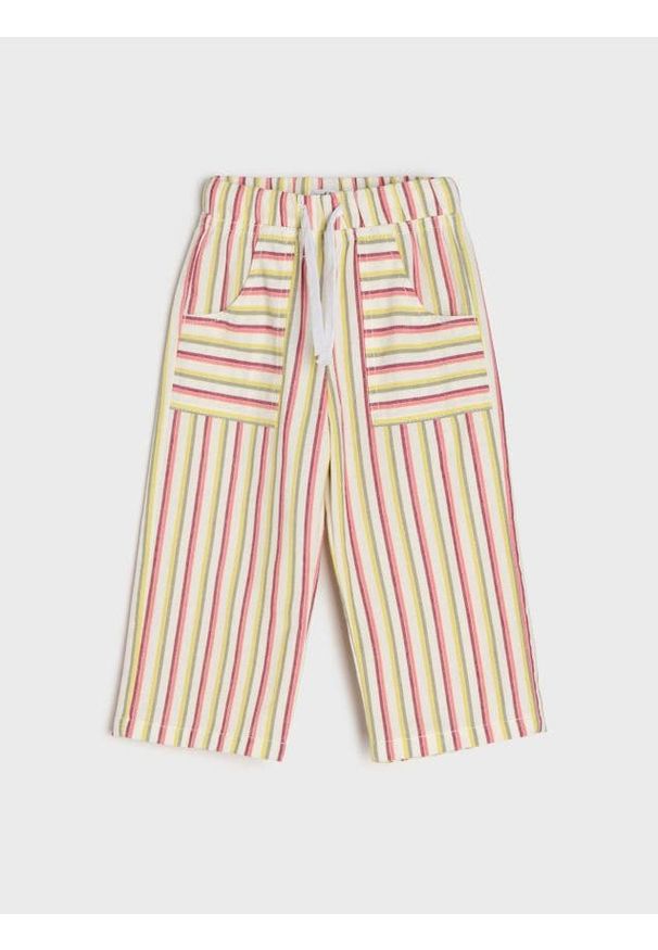 Sinsay - Jeansy wide leg w paski - wielobarwny. Wzór: paski