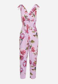 Born2be - Fioletowy Taliowany Kombinezon w Kwiaty z Długimi Nogawkami Renivia. Okazja: na co dzień. Kolor: fioletowy. Długość: długie. Wzór: kwiaty. Styl: casual, street #5