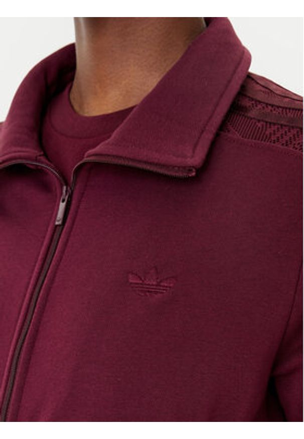 Adidas - adidas Bluza Firebird Lace KC6451 Bordowy Slim Fit. Kolor: czerwony. Materiał: bawełna