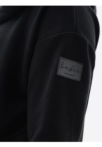 Ombre Clothing - Długa bluza męska rozpinana - czarna B1370 - XL. Kolor: czarny. Materiał: bawełna, poliester, dzianina. Długość: długie. Wzór: napisy, aplikacja. Styl: elegancki #5