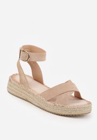 Born2be - Ciemnobeżowe Plecione Sandały Boho VICES ze Skrzyżowanymi Paskami Aqiaria. Okazja: na co dzień. Zapięcie: pasek. Kolor: beżowy. Materiał: len. Sezon: lato. Styl: boho #5