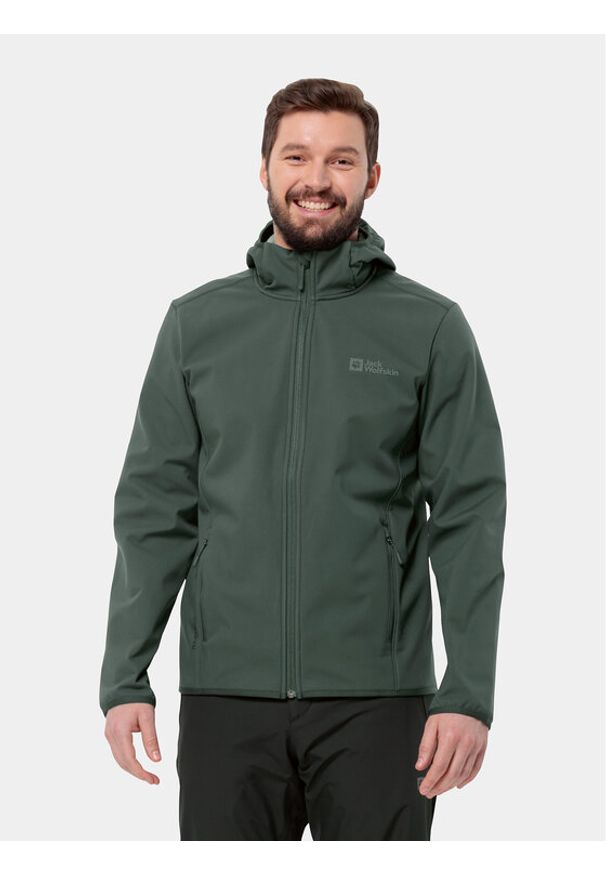 Jack Wolfskin Kurtka softshell Bornberg Hoody 1307471 Khaki Regular Fit. Kolor: brązowy. Materiał: softshell, syntetyk